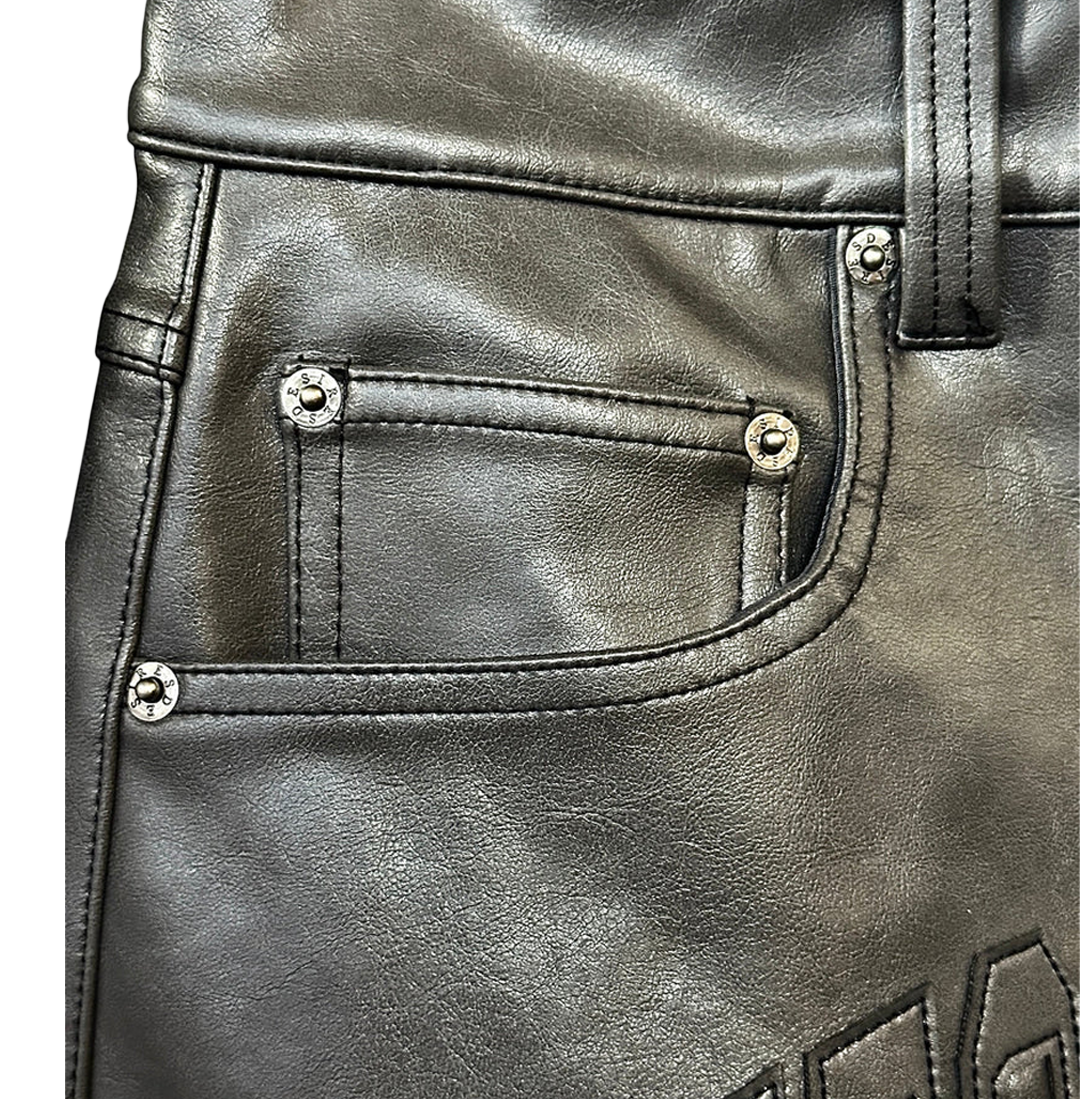 Leather shorts (GREY)