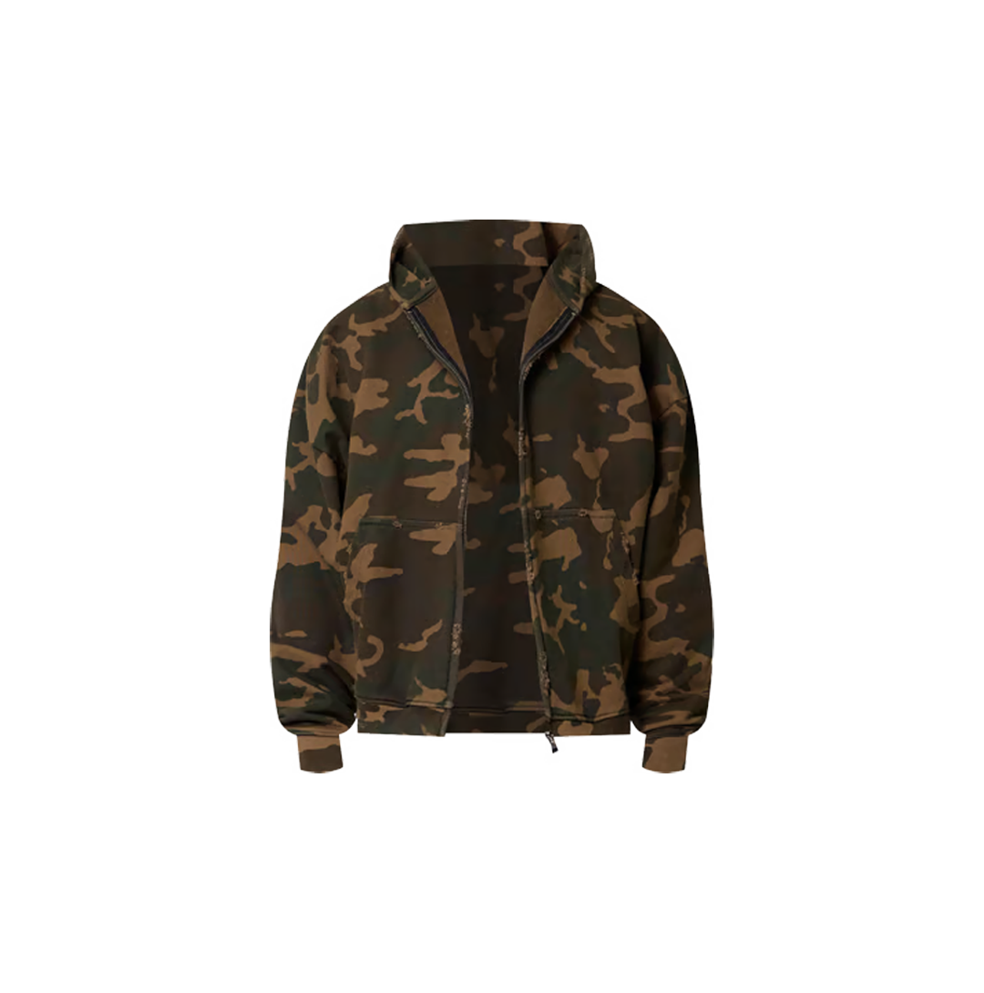 Green Camo Zip Up Hoodie