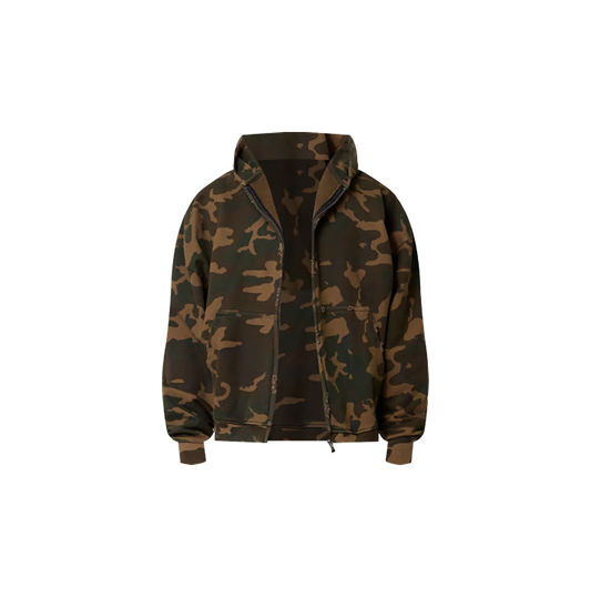 Green Camo Zip Up Hoodie