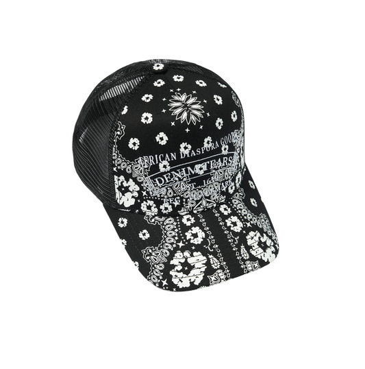 Cotton Wreath Black Paisley ADG Stamp Cap  