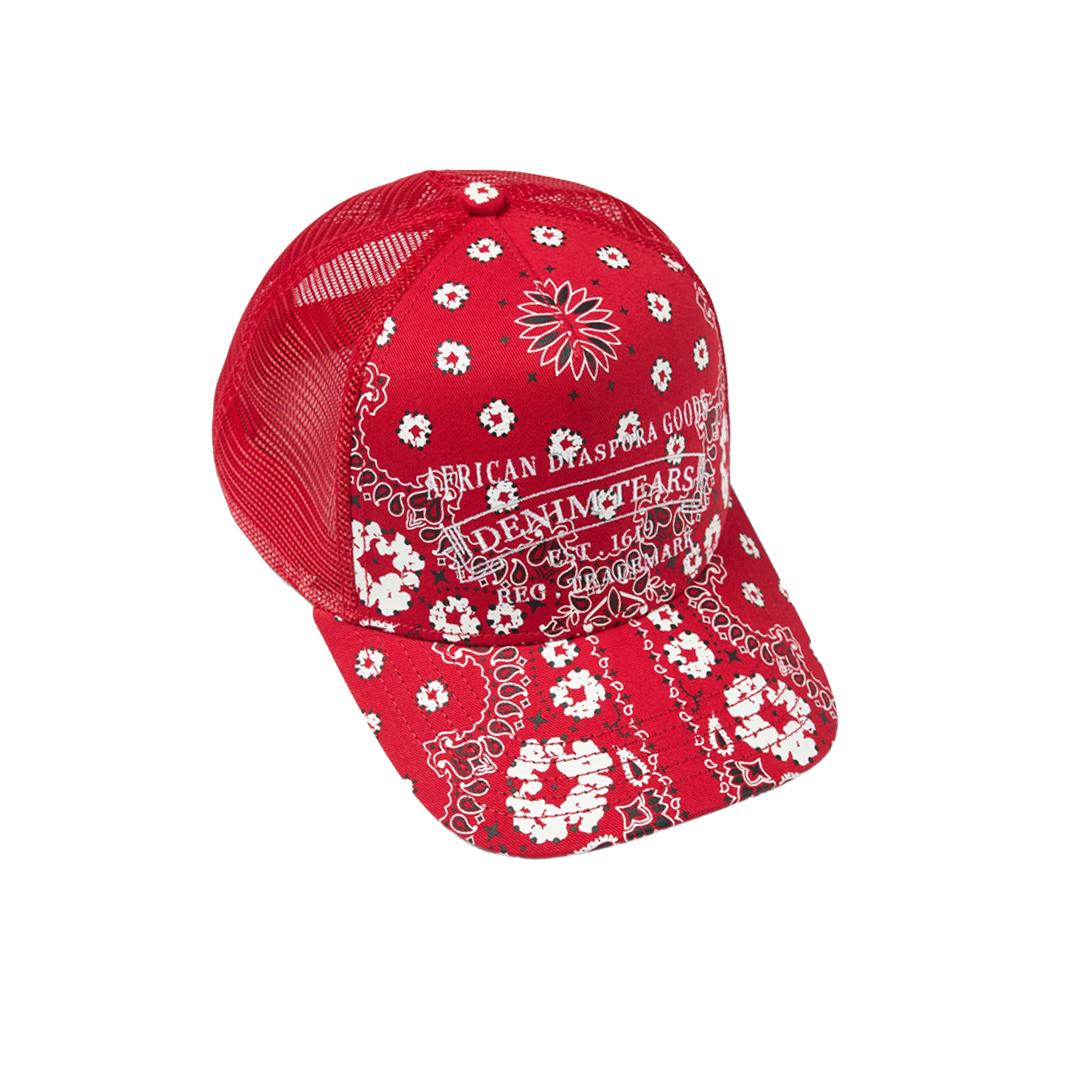 Cotton Wreath Red Paisley ADG Stamp Cap
