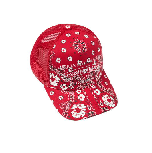Cotton Wreath Red Paisley ADG Stamp Cap
