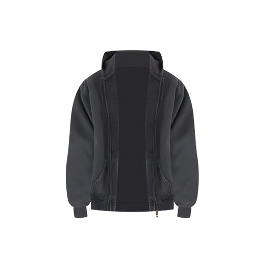 Basic Zip Up Hoodie - Vintage Black 