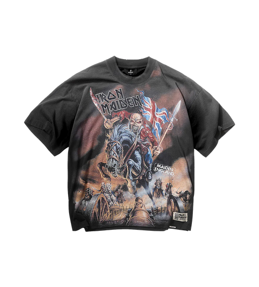 Represent X Iron Maiden Steed Stained Black  T-Shirt