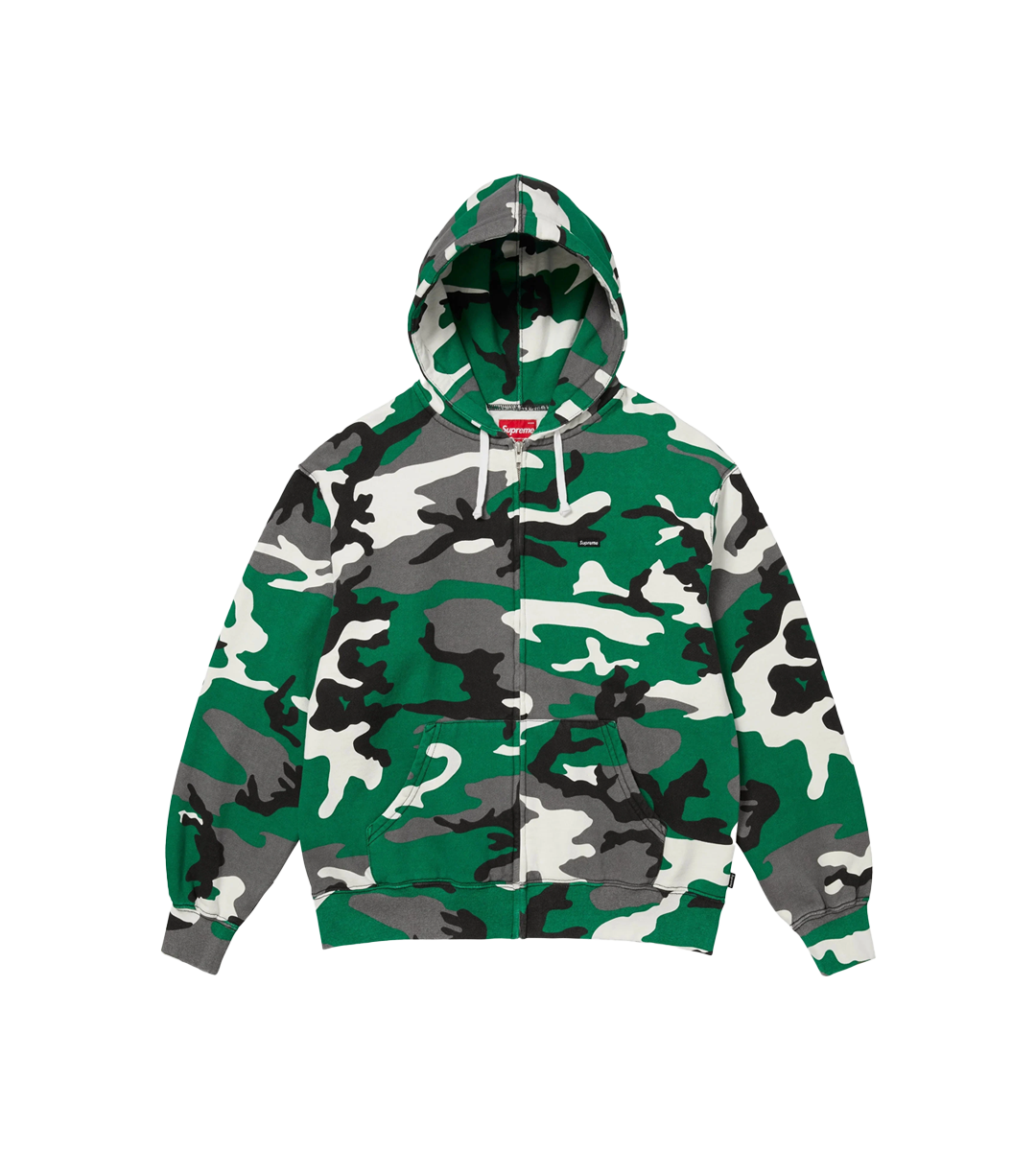 Small Box Zip Up Hooded Sweatshirt Green Camo