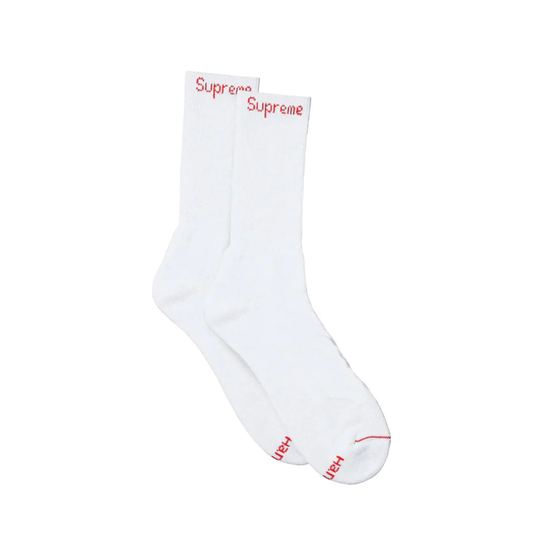 Supreme /Hanes Crew Socks (4-Pack) White
