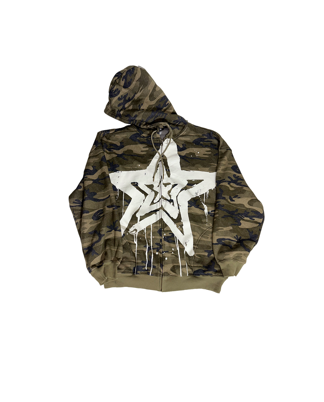 Bleached star zip up hoodie sweatshirt