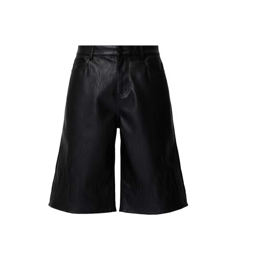 Ultra Baggy Leather Flame Shorts