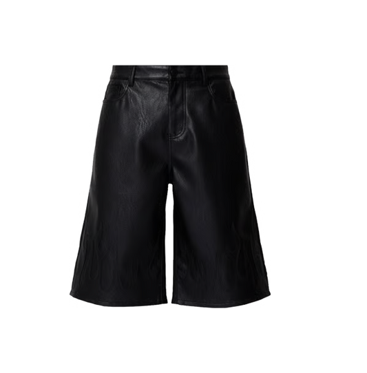 Ultra Baggy Leather Flame Shorts