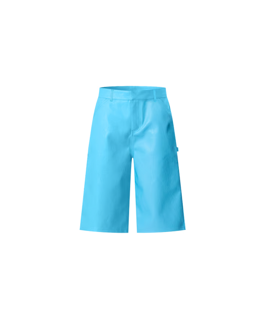 Ultra Baggy Leather Blue Shorts