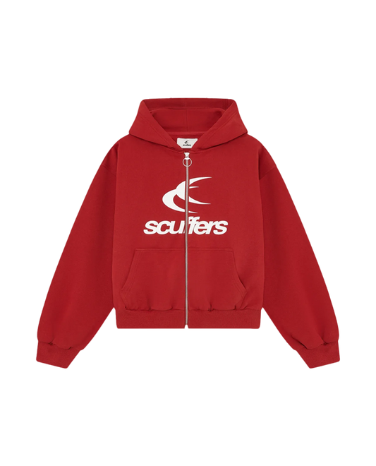 Logo Red Zipped Hoodie