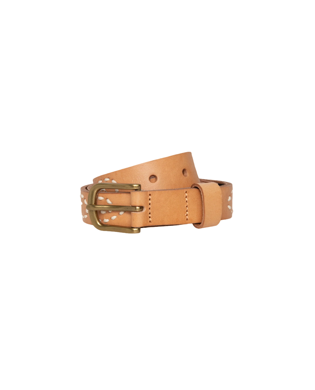 Embroidered S Belt - Light Tan