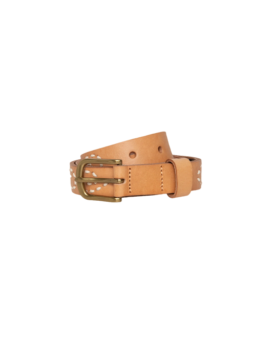 Embroidered S Belt - Light Tan