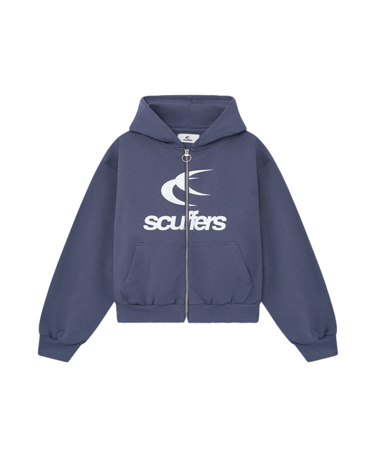 Logo Navy Zipped Hoodie