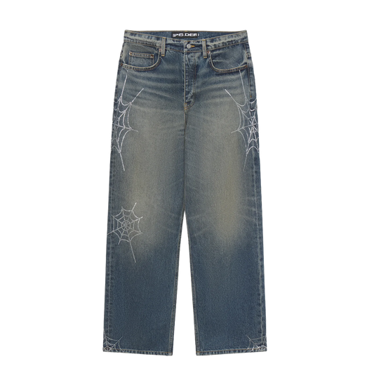 Rhinestone Web Denim Pants