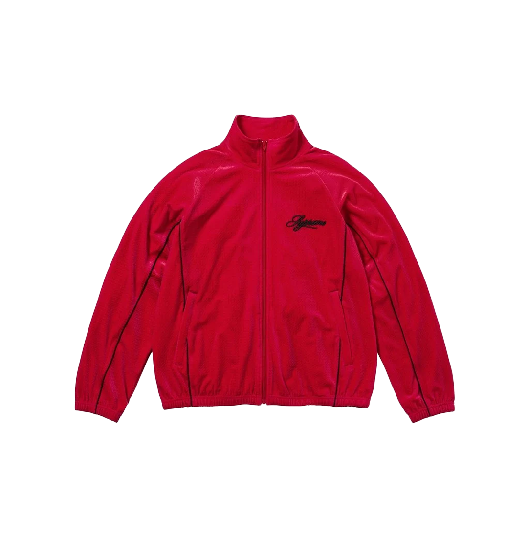Velour Mesh Track Jacket Red