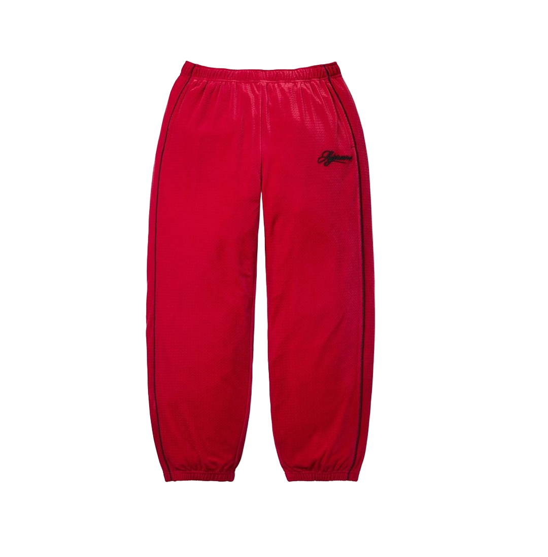 Velour Mesh Track Pant Red