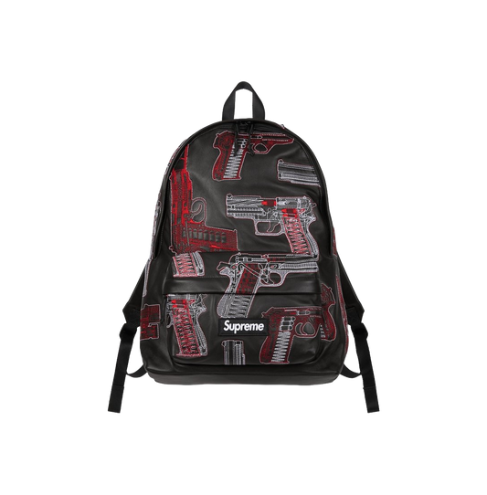 Guns Embroidered Leather Backpack